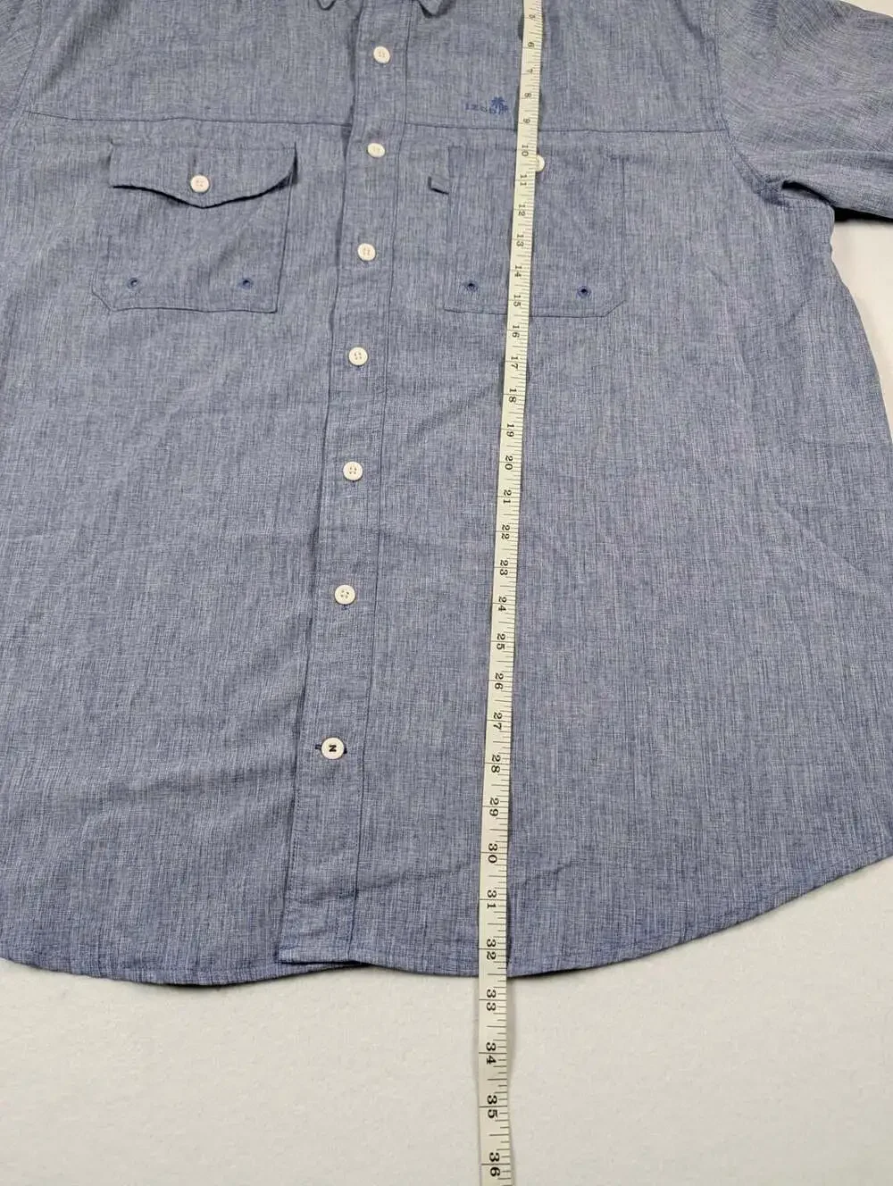 IZOD Saltwater Men's Blue Short Sleeve Button-Down Fishing Shirt Size 2XLT